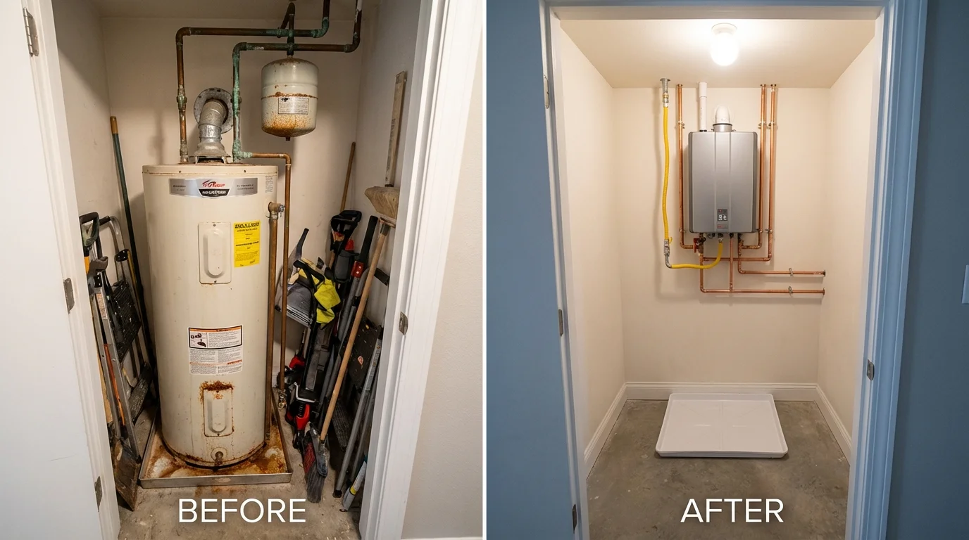 Tank water heater versus wall-mounted tankless unit comparison for Yanceyville, NC homeowners